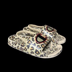 Champion IPO Print Black Leopard Slide Sandals CPS10480T Kids Toddlers Sz 9